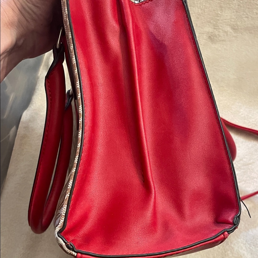 Nine West Red and Tan Patterned Shoulder Bag - Picture 4 of 7